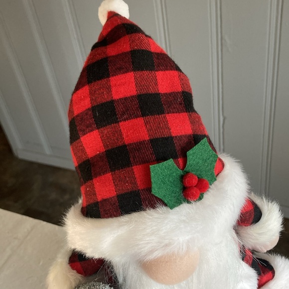 NWT 18” Red & Black Buffalo Check Holiday Santa  Gnome Decoration w/ - Picture 8 of 17